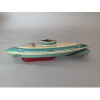 Wolverine No. 275 Tin Litho Wind-Up Submarine Vintage Collectible Mechanical Toy