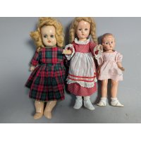 Vintage Composition Dolls Collection Effanbee Plaid Polka Dot Pink Dress Antique