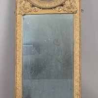 Trumeau Mirror with Ornate Frame and Painted Panel Top
