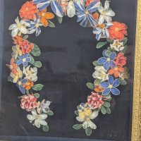 Victorian Shadow Box With Horse Hair Floral Wreath Decoration
