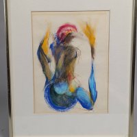 Modern Abstract Mixed-Media Nude Figure in Pastels
