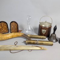 Lot Vintage Mancave Mens Study Den Collectables Including Brass Telescope And Microscope